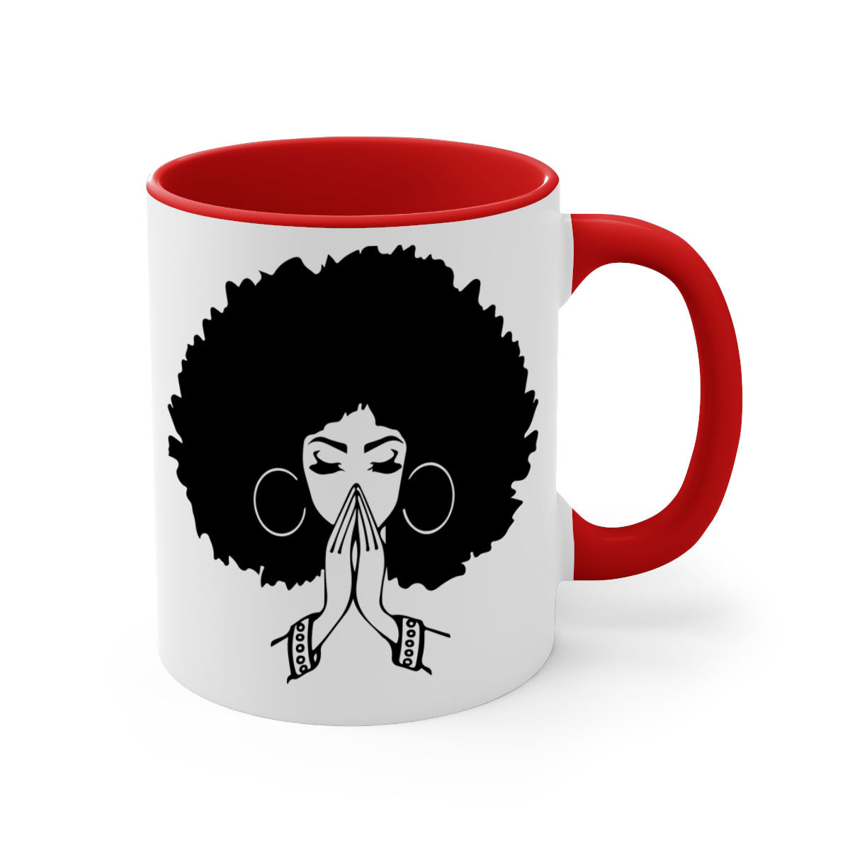 Black Women - Queen 21# Mug with colorful handle and glossy finish, available in multiple colors and sizes.