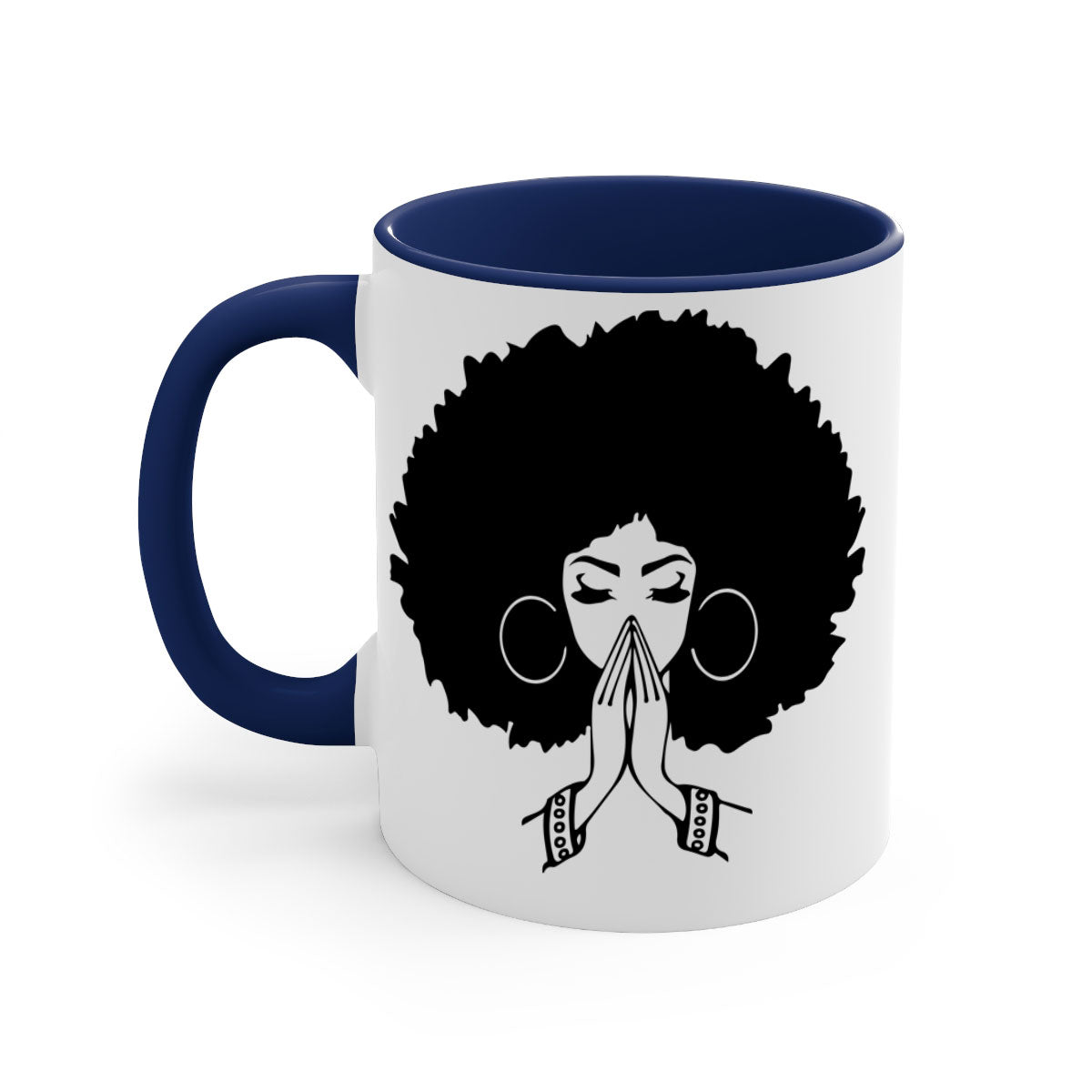 Black Women - Queen 21# Mug with colorful handle and glossy finish, available in multiple colors and sizes.