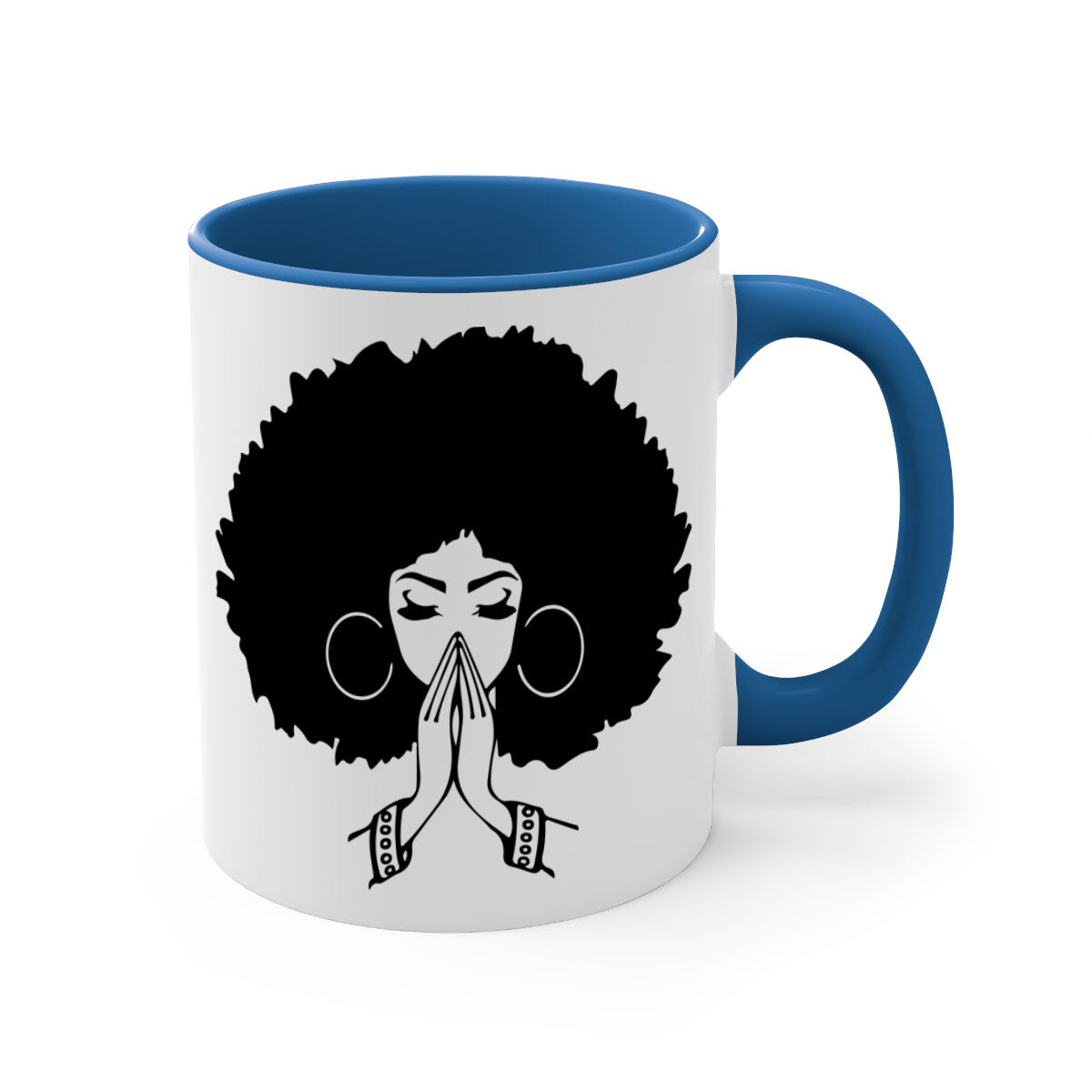 Black Women - Queen 21# Mug with colorful handle and glossy finish, available in multiple colors and sizes.