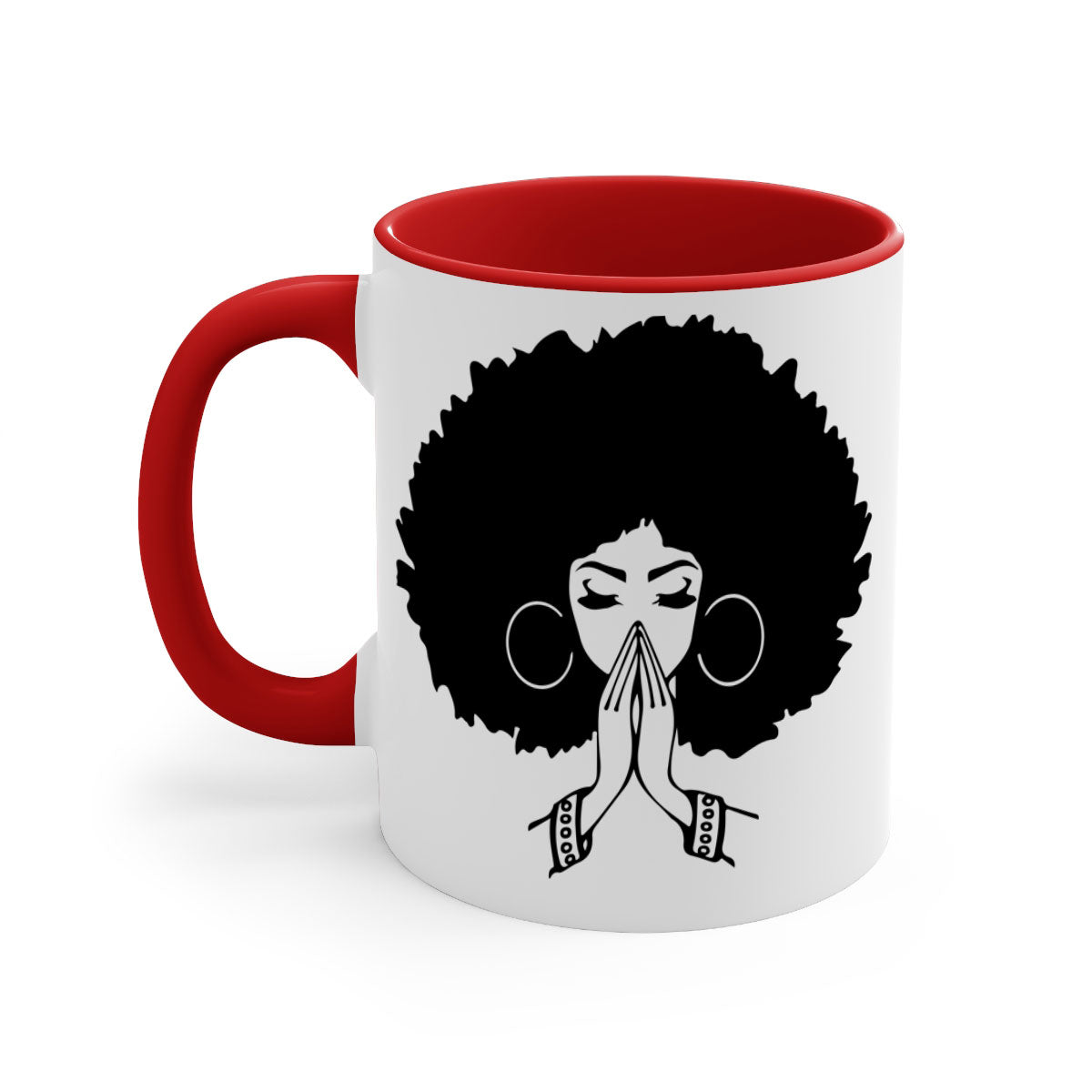 Black Women - Queen 21# Mug with colorful handle and glossy finish, available in multiple colors and sizes.