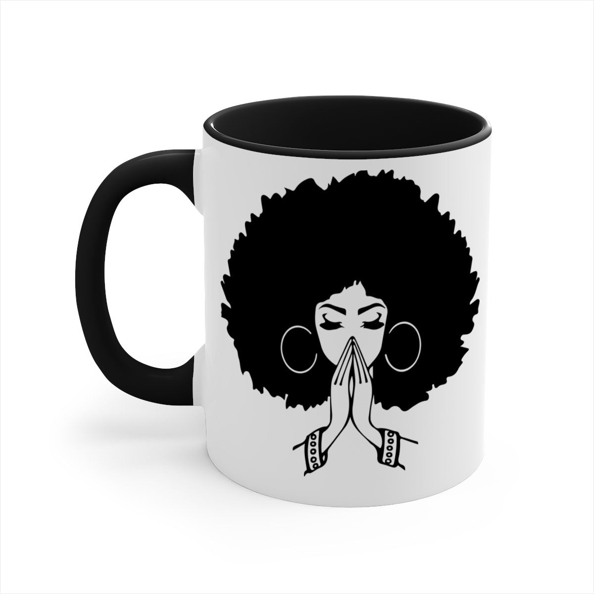 Black Women - Queen 21# Mug with colorful handle and glossy finish, available in multiple colors and sizes.