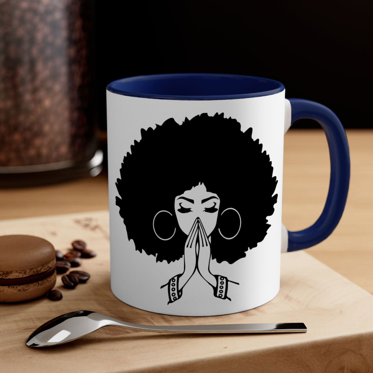 Black Women - Queen 21# Mug with colorful handle and glossy finish, available in multiple colors and sizes.