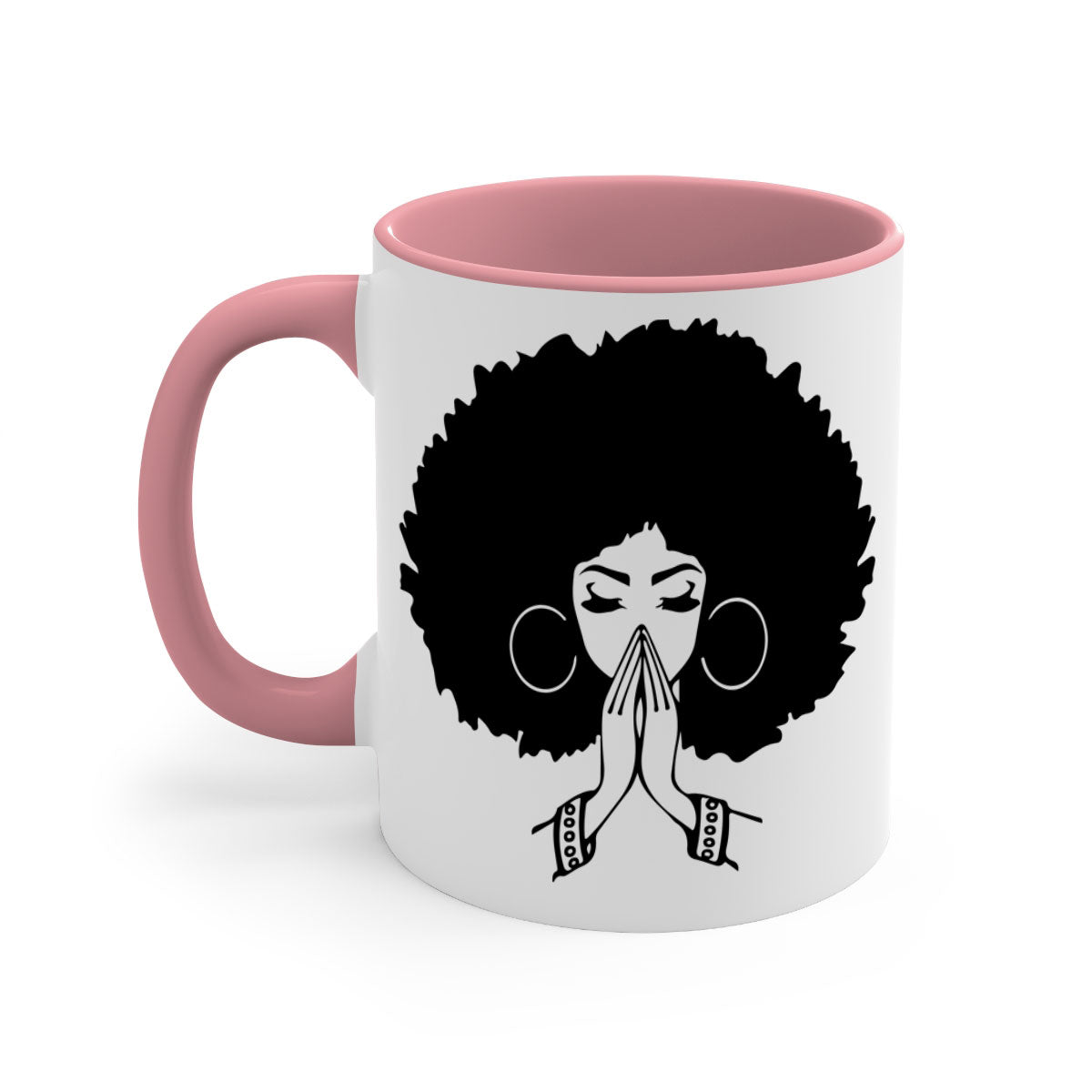 Black Women - Queen 21# Mug with colorful handle and glossy finish, available in multiple colors and sizes.