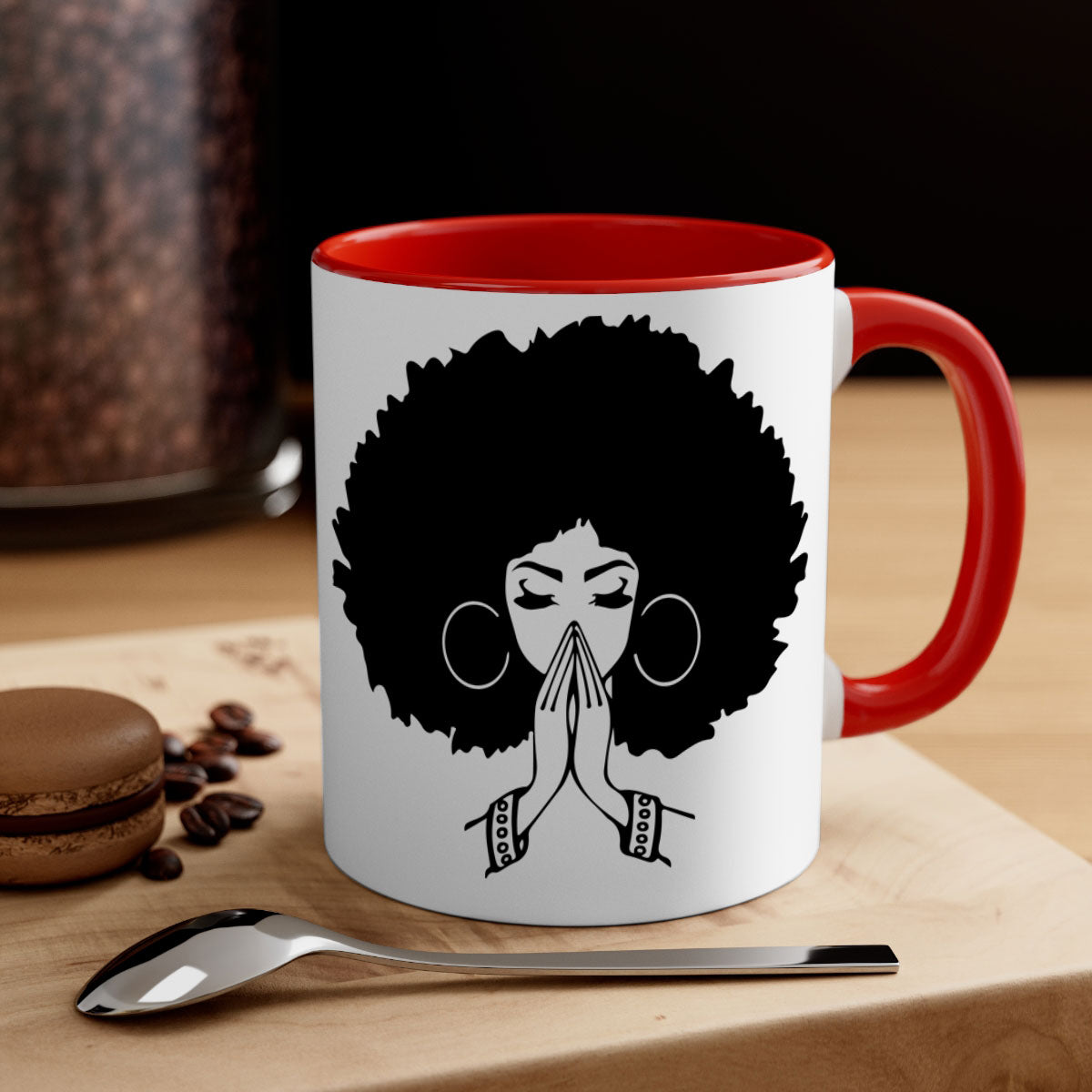 Black Women - Queen 21# Mug with colorful handle and glossy finish, available in multiple colors and sizes.