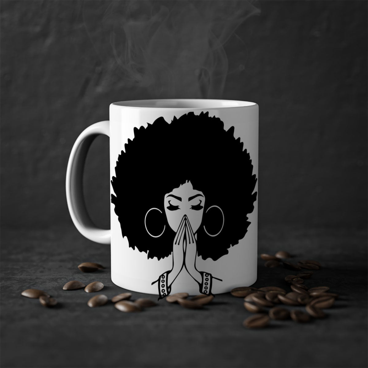 Black Women - Queen 21# Mug with colorful handle and glossy finish, available in multiple colors and sizes.