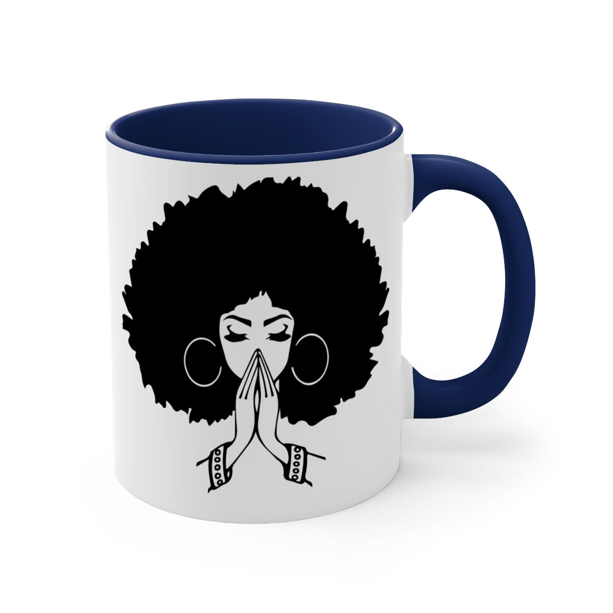 Black Women - Queen 21# Mug with colorful handle and glossy finish, available in multiple colors and sizes.