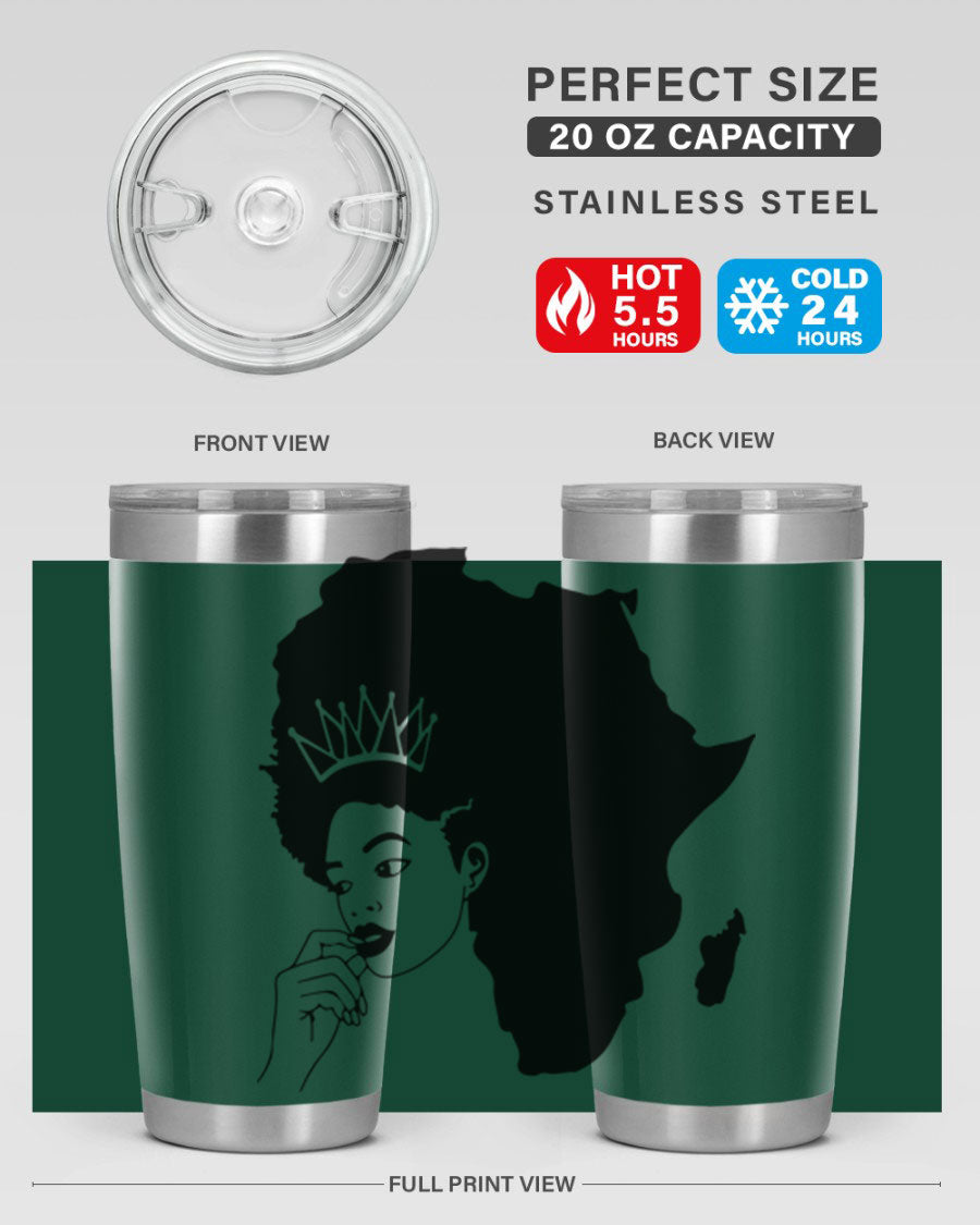 Black Women - Queen 23# Tumbler featuring a stylish design, double wall vacuum stainless steel construction, and a press-in drink-thru lid.