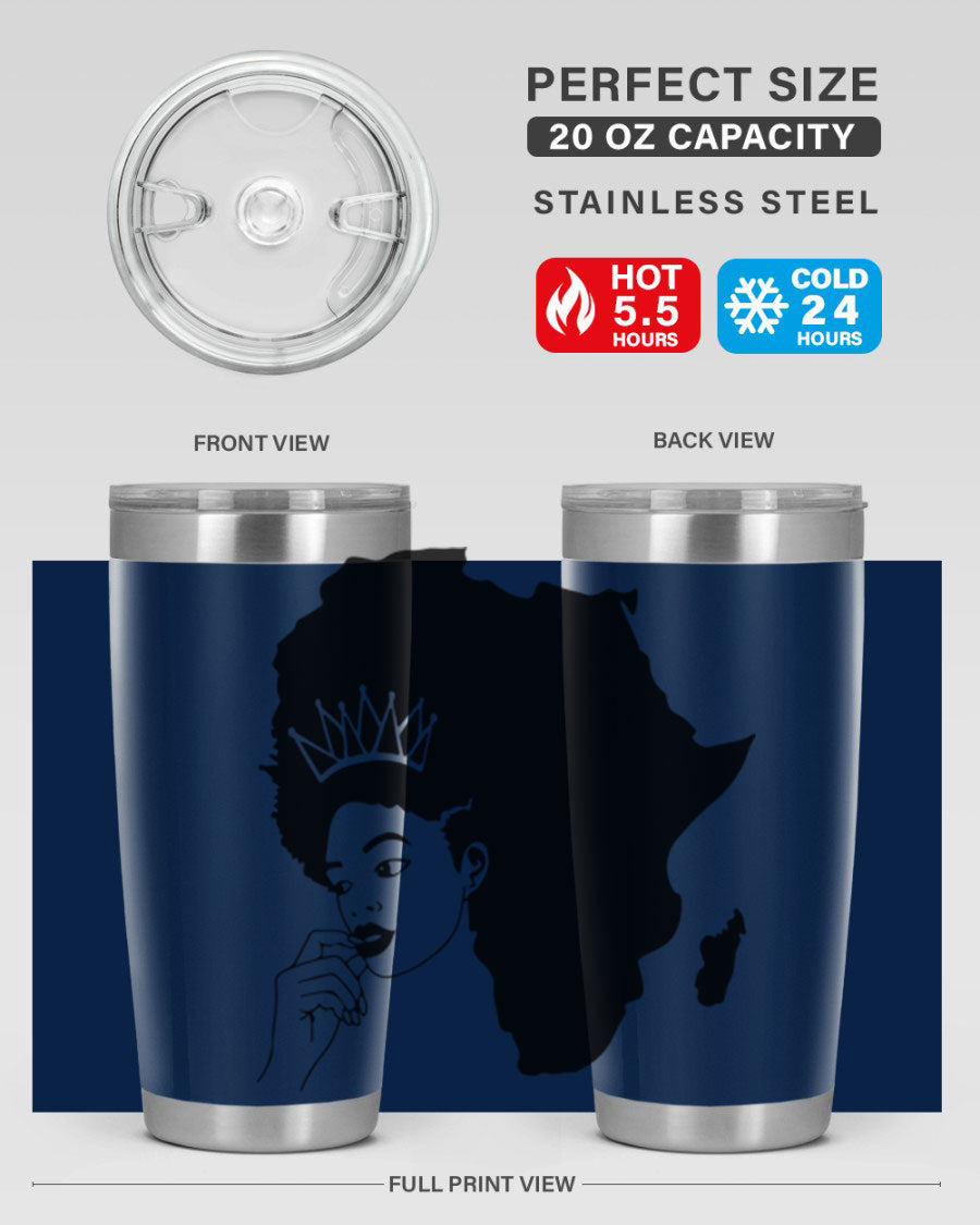 Black Women - Queen 23# Tumbler featuring a stylish design, double wall vacuum stainless steel construction, and a press-in drink-thru lid.