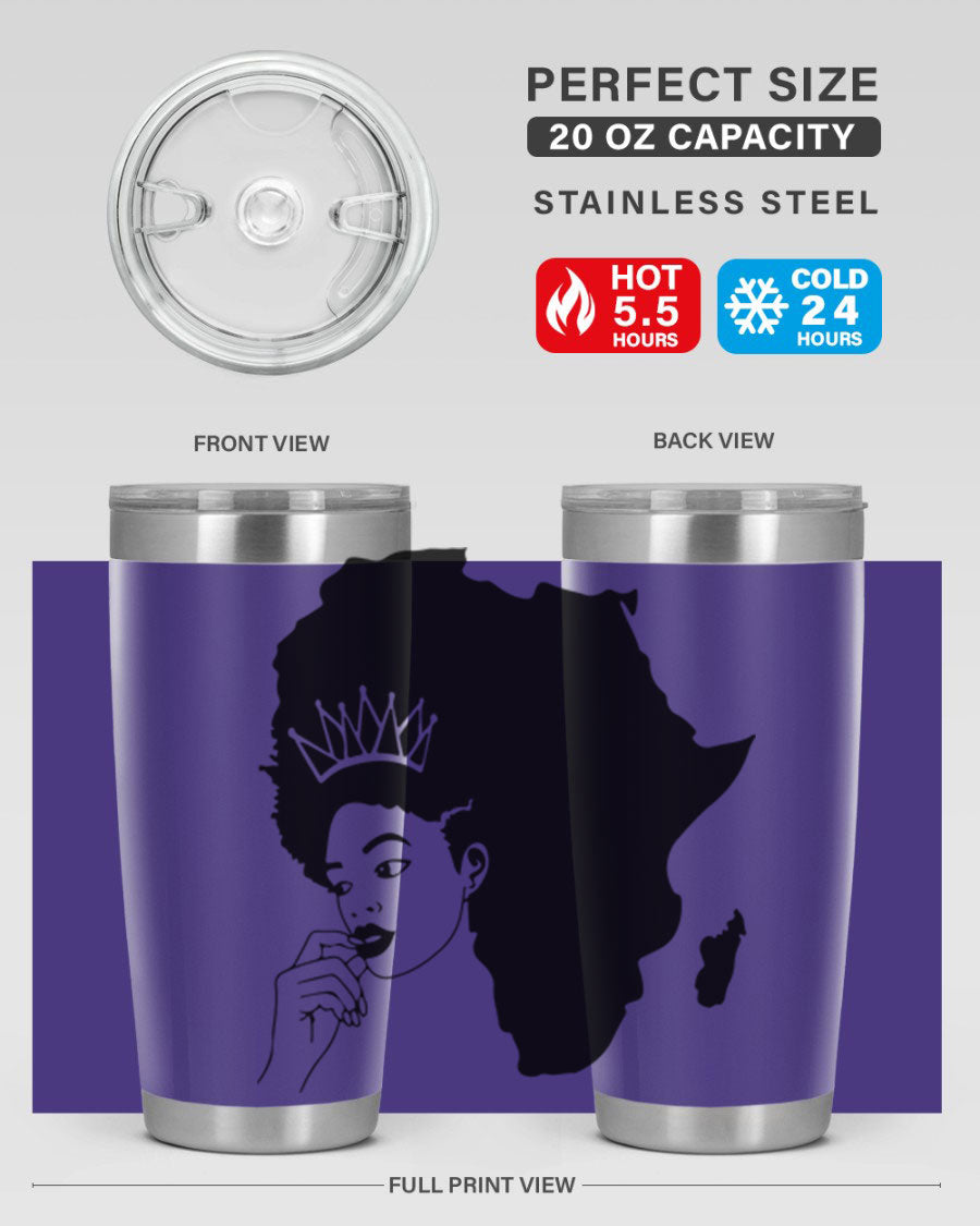 Black Women - Queen 23# Tumbler featuring a stylish design, double wall vacuum stainless steel construction, and a press-in drink-thru lid.