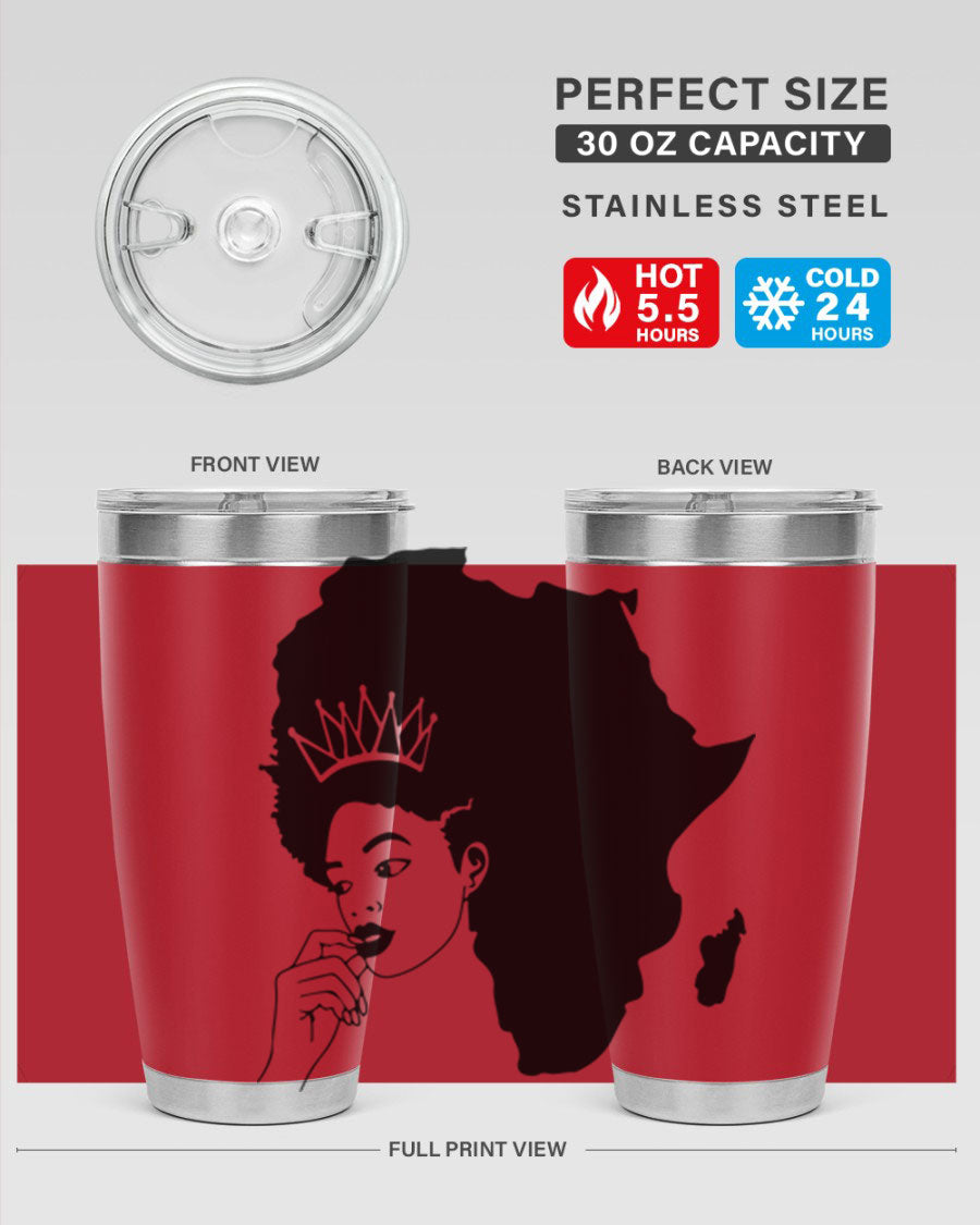 Black Women - Queen 23# Tumbler featuring a stylish design, double wall vacuum stainless steel construction, and a press-in drink-thru lid.