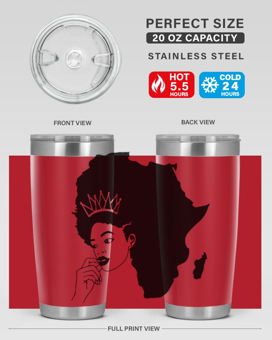 Black Women - Queen 23# Tumbler featuring a stylish design, double wall vacuum stainless steel construction, and a press-in drink-thru lid.