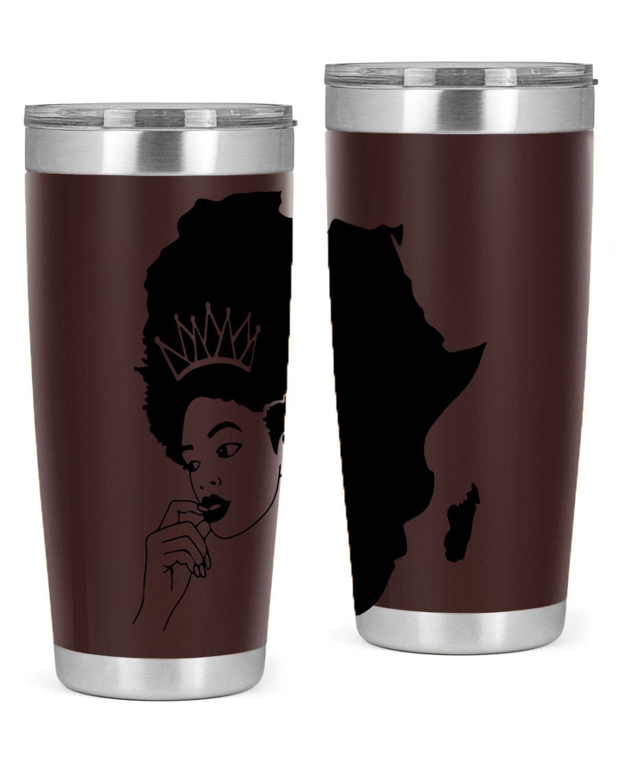 Black Women - Queen 23# Tumbler featuring a stylish design, double wall vacuum stainless steel construction, and a press-in drink-thru lid.