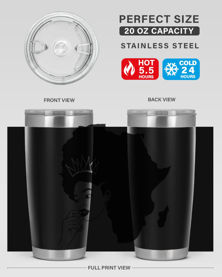 Black Women - Queen 23# Tumbler featuring a stylish design, double wall vacuum stainless steel construction, and a press-in drink-thru lid.