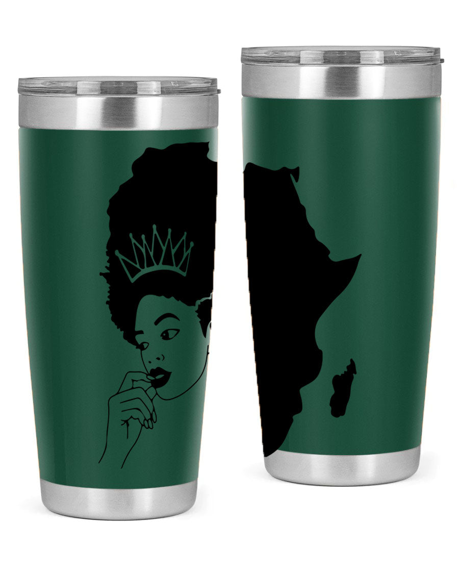 Black Women - Queen 23# Tumbler featuring a stylish design, double wall vacuum stainless steel construction, and a press-in drink-thru lid.