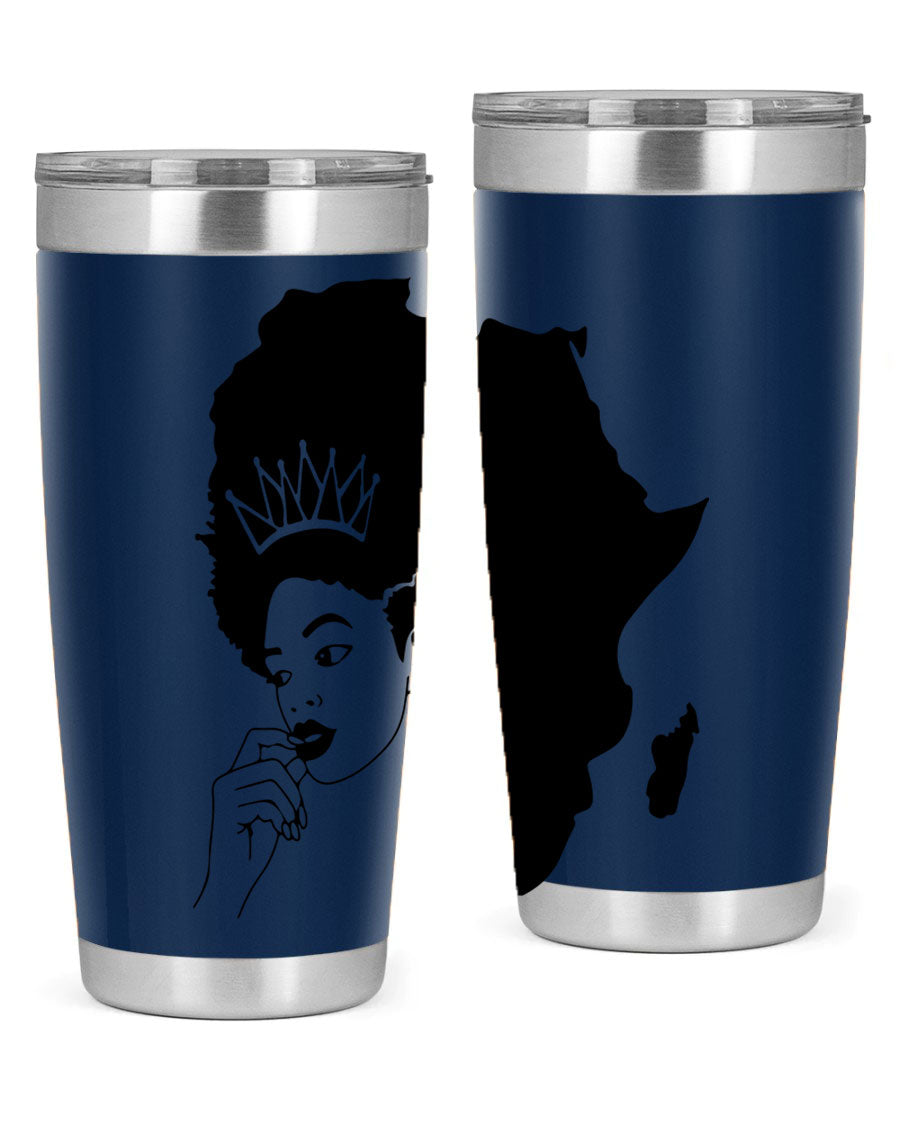 Black Women - Queen 23# Tumbler featuring a stylish design, double wall vacuum stainless steel construction, and a press-in drink-thru lid.