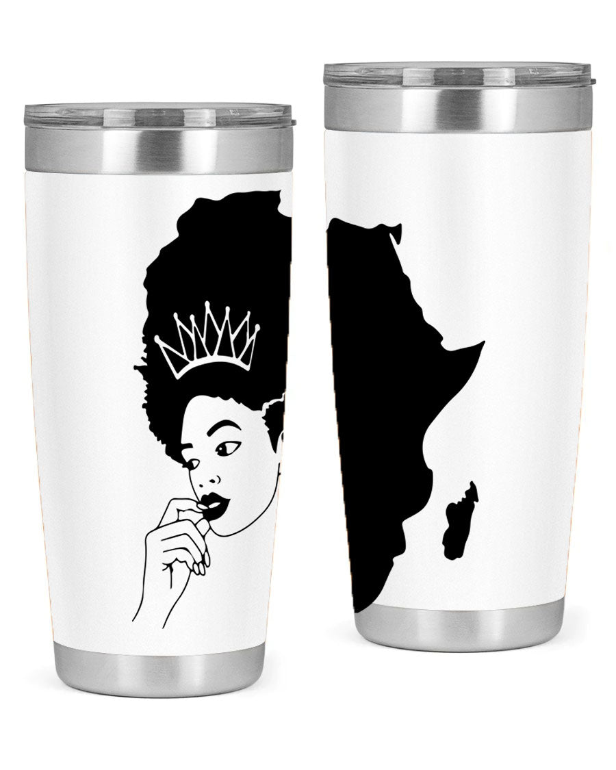 Black Women - Queen 23# Tumbler featuring a stylish design, double wall vacuum stainless steel construction, and a press-in drink-thru lid.