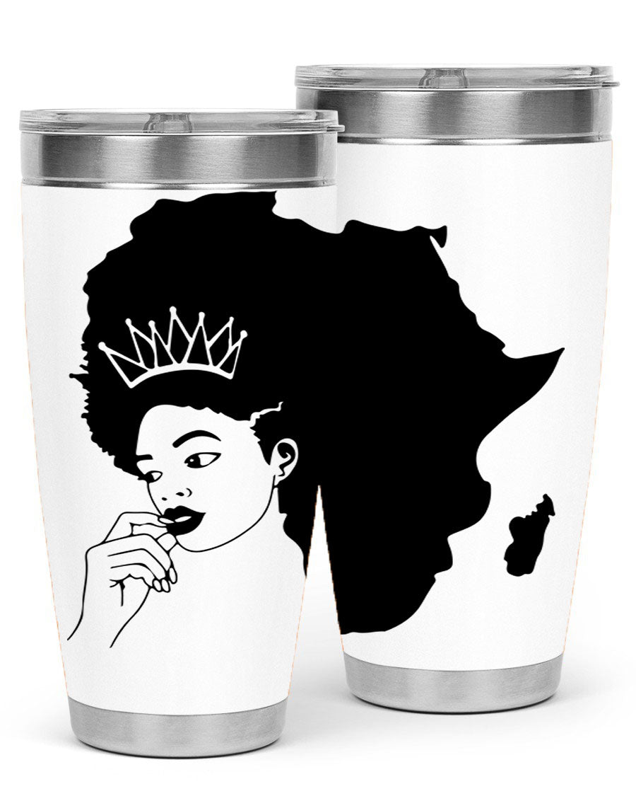 Black Women - Queen 23# Tumbler featuring a stylish design, double wall vacuum stainless steel construction, and a press-in drink-thru lid.