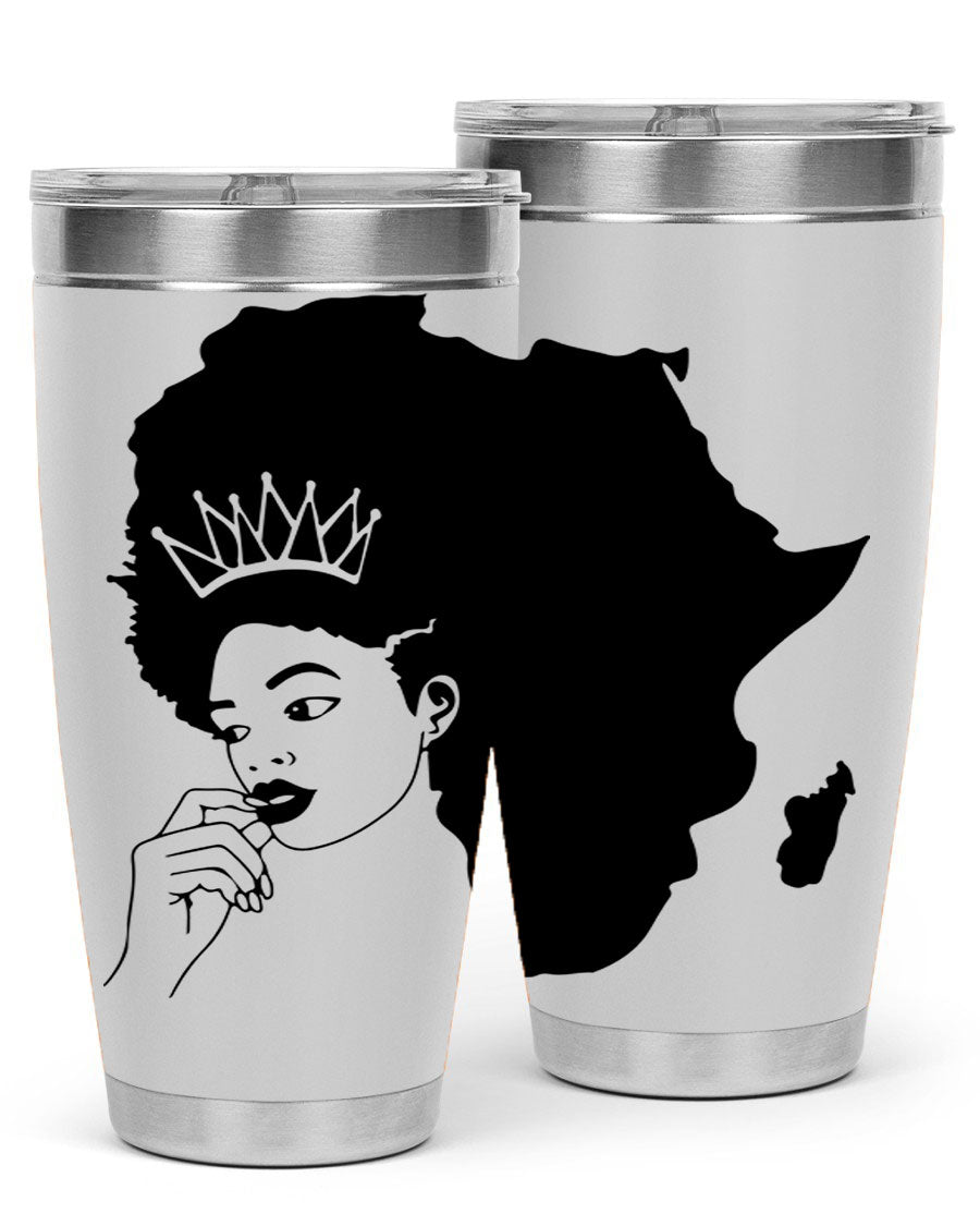 Black Women - Queen 23# Tumbler featuring a stylish design, double wall vacuum stainless steel construction, and a press-in drink-thru lid.