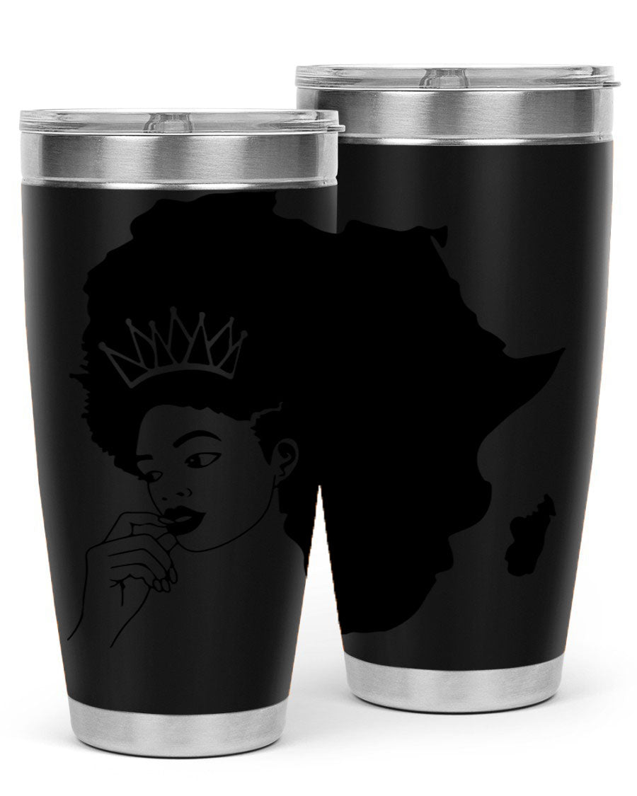 Black Women - Queen 23# Tumbler featuring a stylish design, double wall vacuum stainless steel construction, and a press-in drink-thru lid.