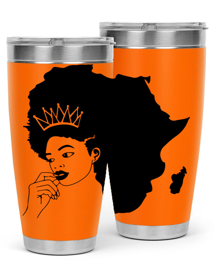 Black Women - Queen 23# Tumbler featuring a stylish design, double wall vacuum stainless steel construction, and a press-in drink-thru lid.