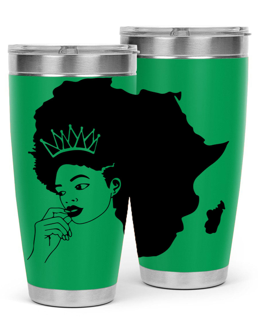 Black Women - Queen 23# Tumbler featuring a stylish design, double wall vacuum stainless steel construction, and a press-in drink-thru lid.