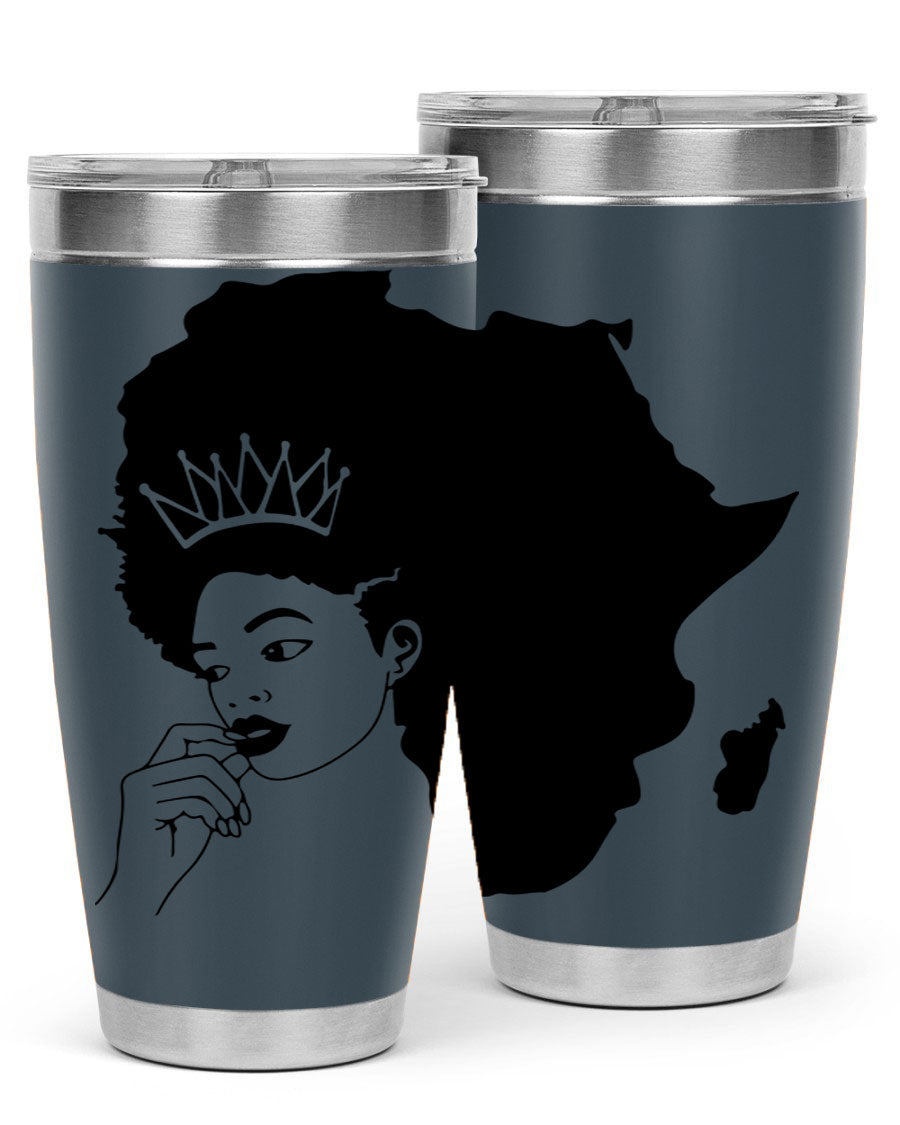 Black Women - Queen 23# Tumbler featuring a stylish design, double wall vacuum stainless steel construction, and a press-in drink-thru lid.