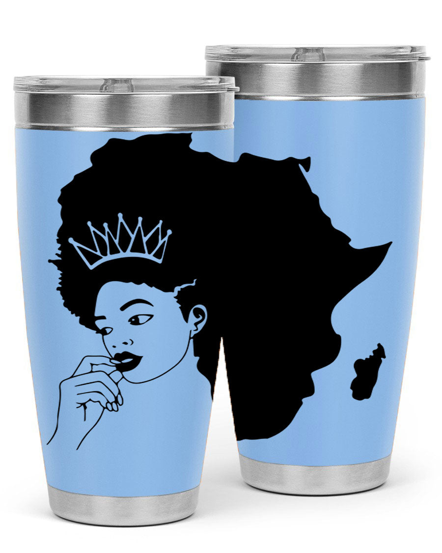 Black Women - Queen 23# Tumbler featuring a stylish design, double wall vacuum stainless steel construction, and a press-in drink-thru lid.