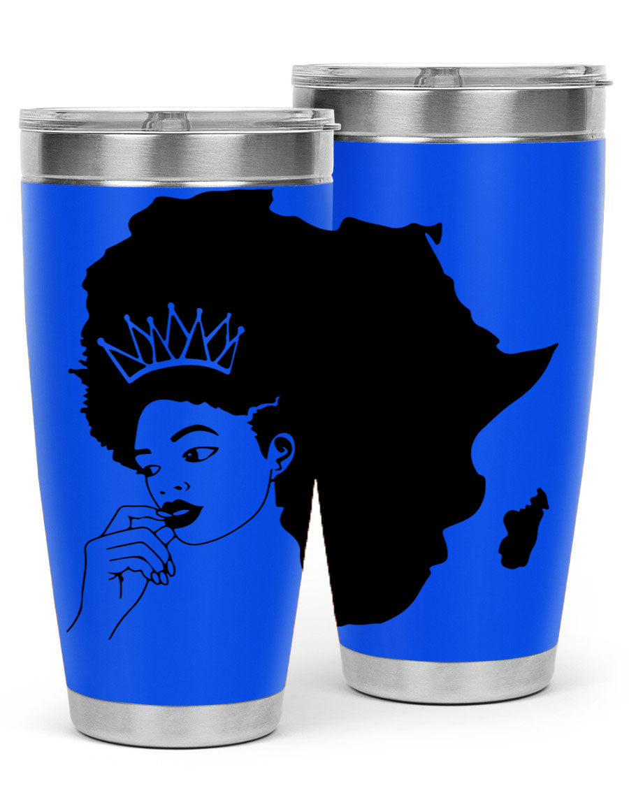 Black Women - Queen 23# Tumbler featuring a stylish design, double wall vacuum stainless steel construction, and a press-in drink-thru lid.