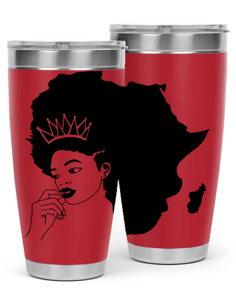 Black Women - Queen 23# Tumbler featuring a stylish design, double wall vacuum stainless steel construction, and a press-in drink-thru lid.