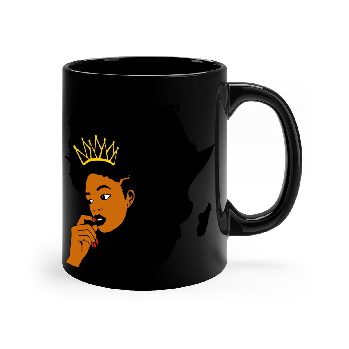 Black Women - Queen 24# Mug with colorful handle and interior, showcasing a glossy finish and elegant design.