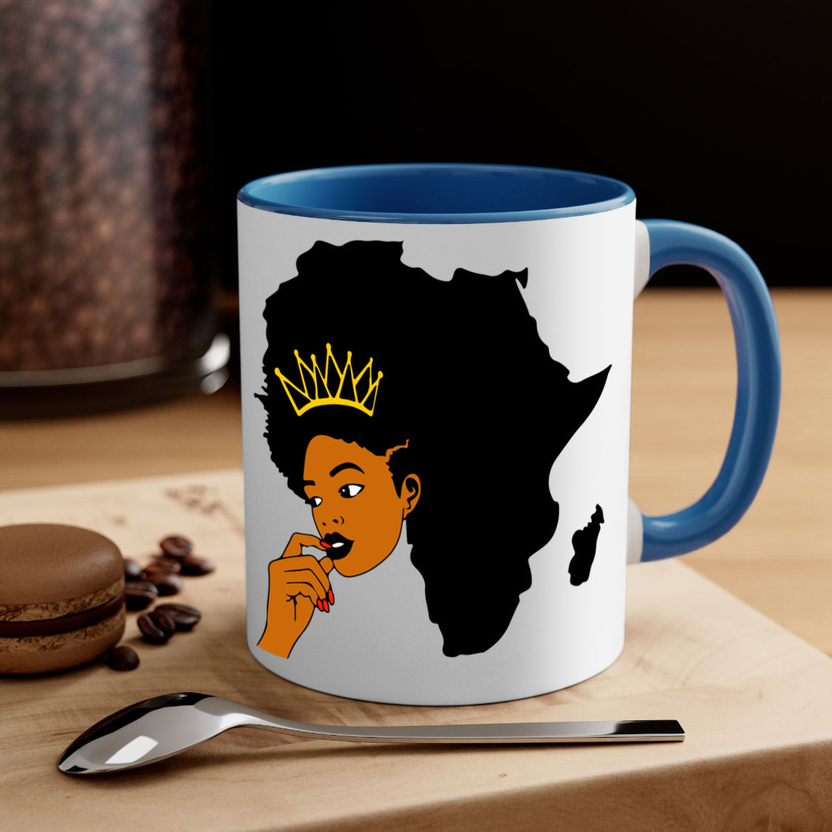 Black Women - Queen 24# Mug with colorful handle and interior, showcasing a glossy finish and elegant design.