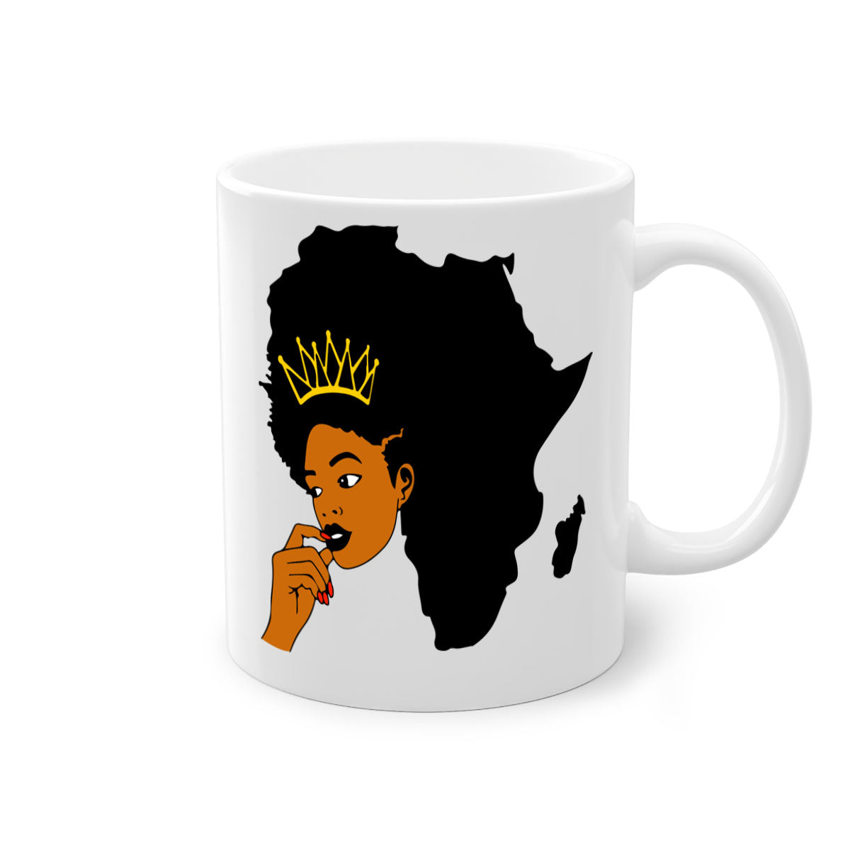 Black Women - Queen 24# Mug with colorful handle and interior, showcasing a glossy finish and elegant design.