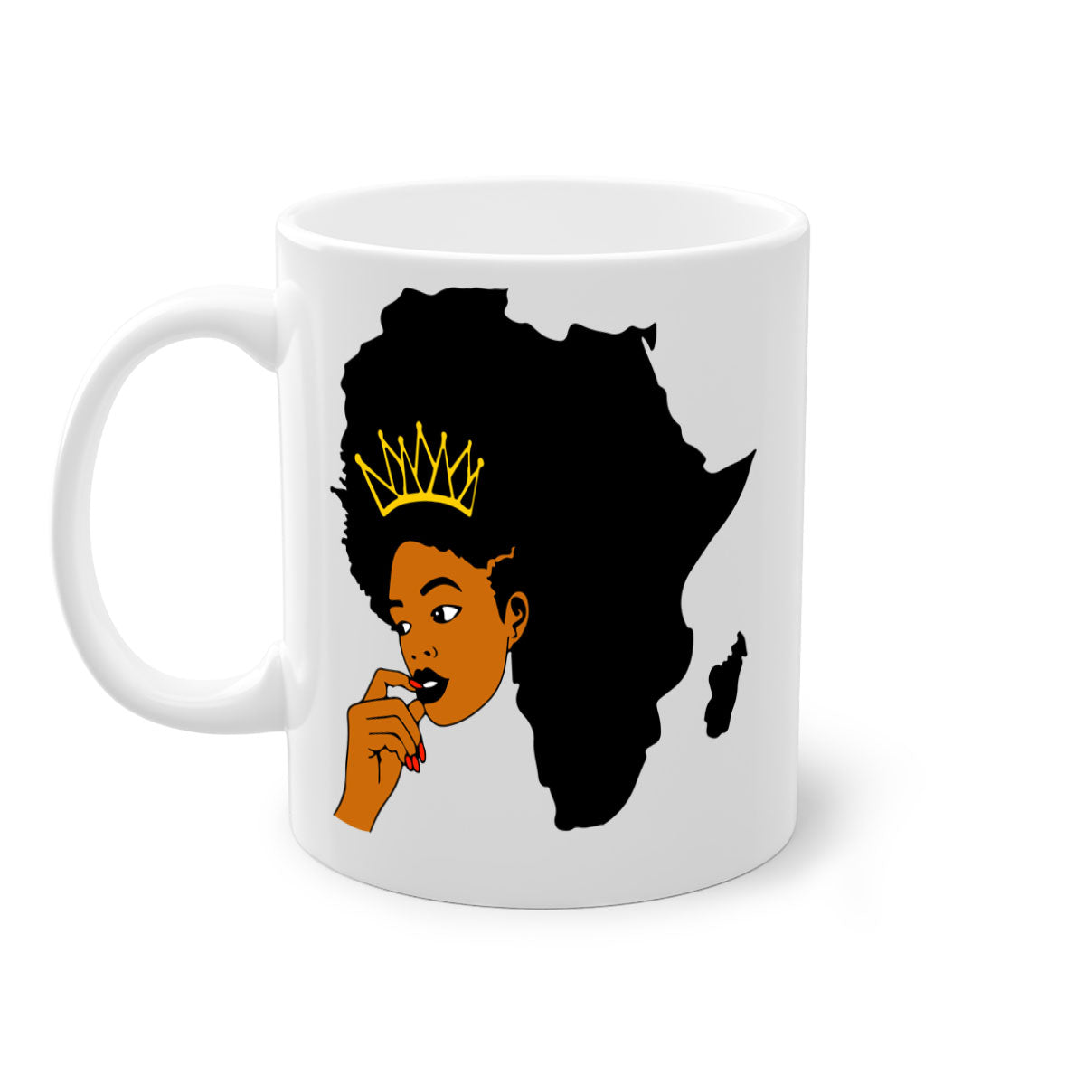 Black Women - Queen 24# Mug with colorful handle and interior, showcasing a glossy finish and elegant design.