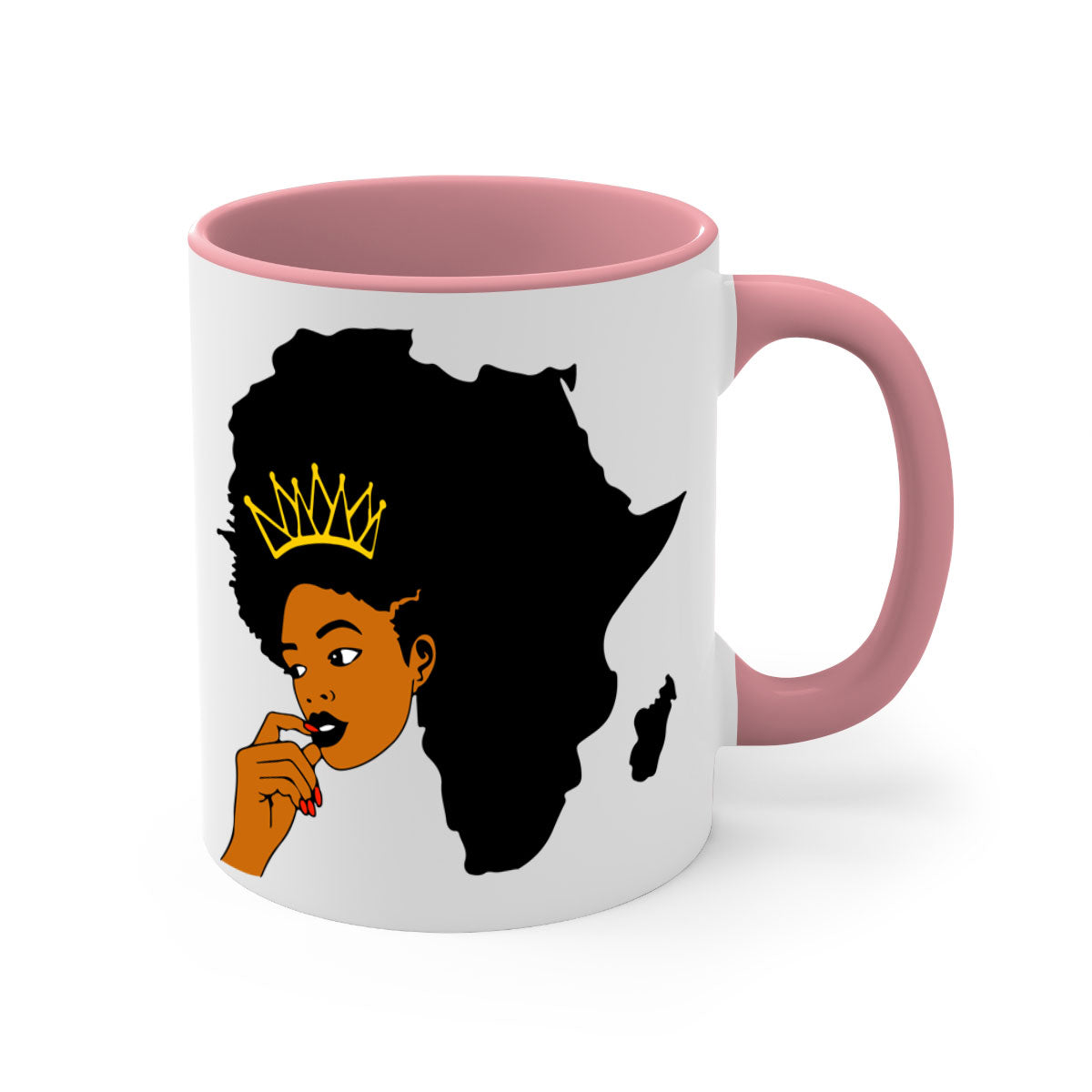 Black Women - Queen 24# Mug with colorful handle and interior, showcasing a glossy finish and elegant design.