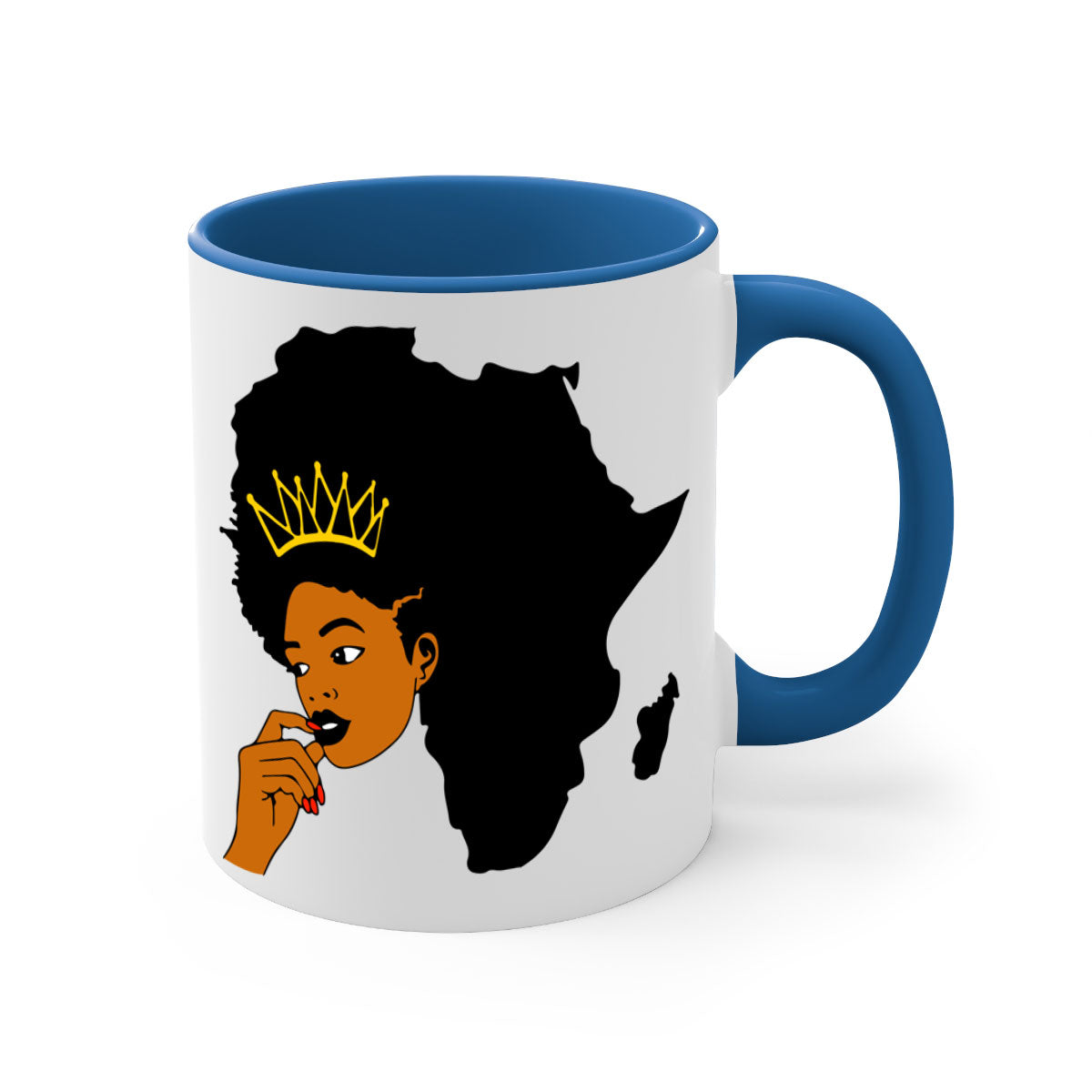 Black Women - Queen 24# Mug with colorful handle and interior, showcasing a glossy finish and elegant design.