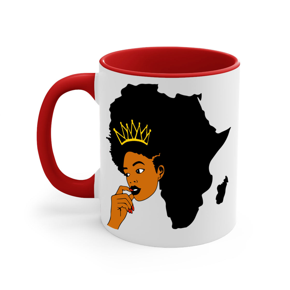 Black Women - Queen 24# Mug with colorful handle and interior, showcasing a glossy finish and elegant design.