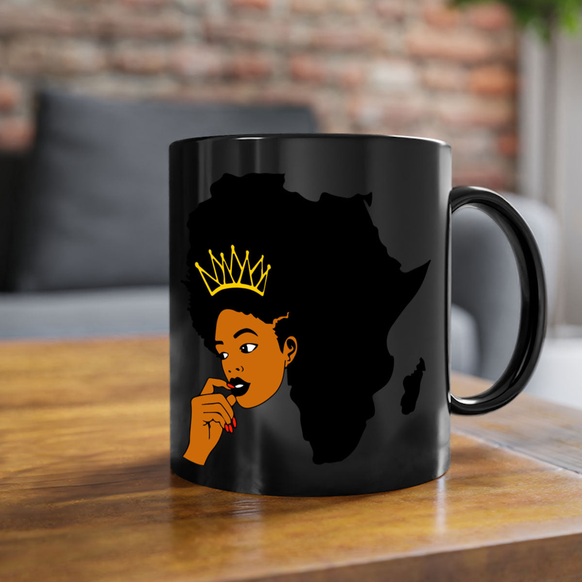 Black Women - Queen 24# Mug with colorful handle and interior, showcasing a glossy finish and elegant design.