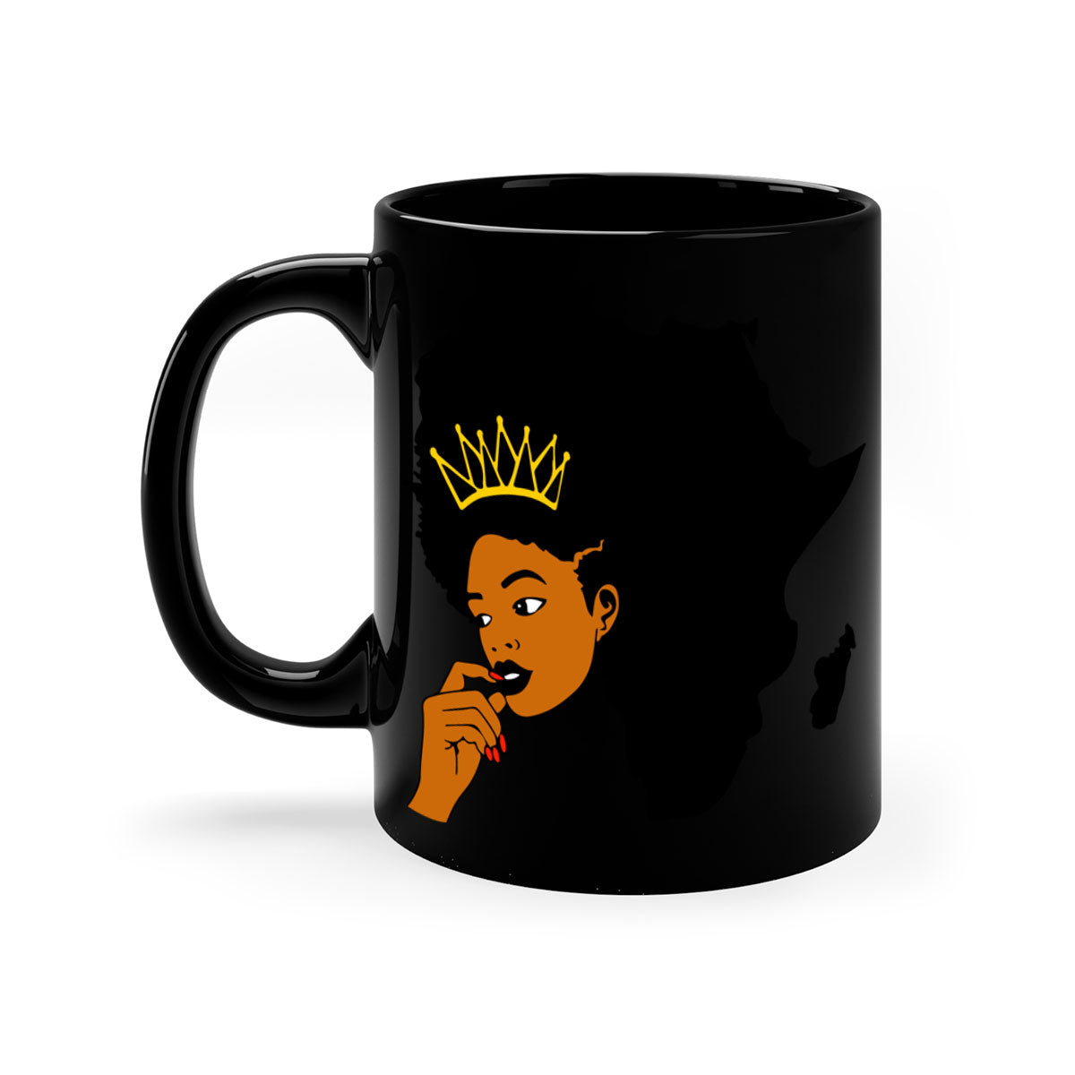 Black Women - Queen 24# Mug with colorful handle and interior, showcasing a glossy finish and elegant design.