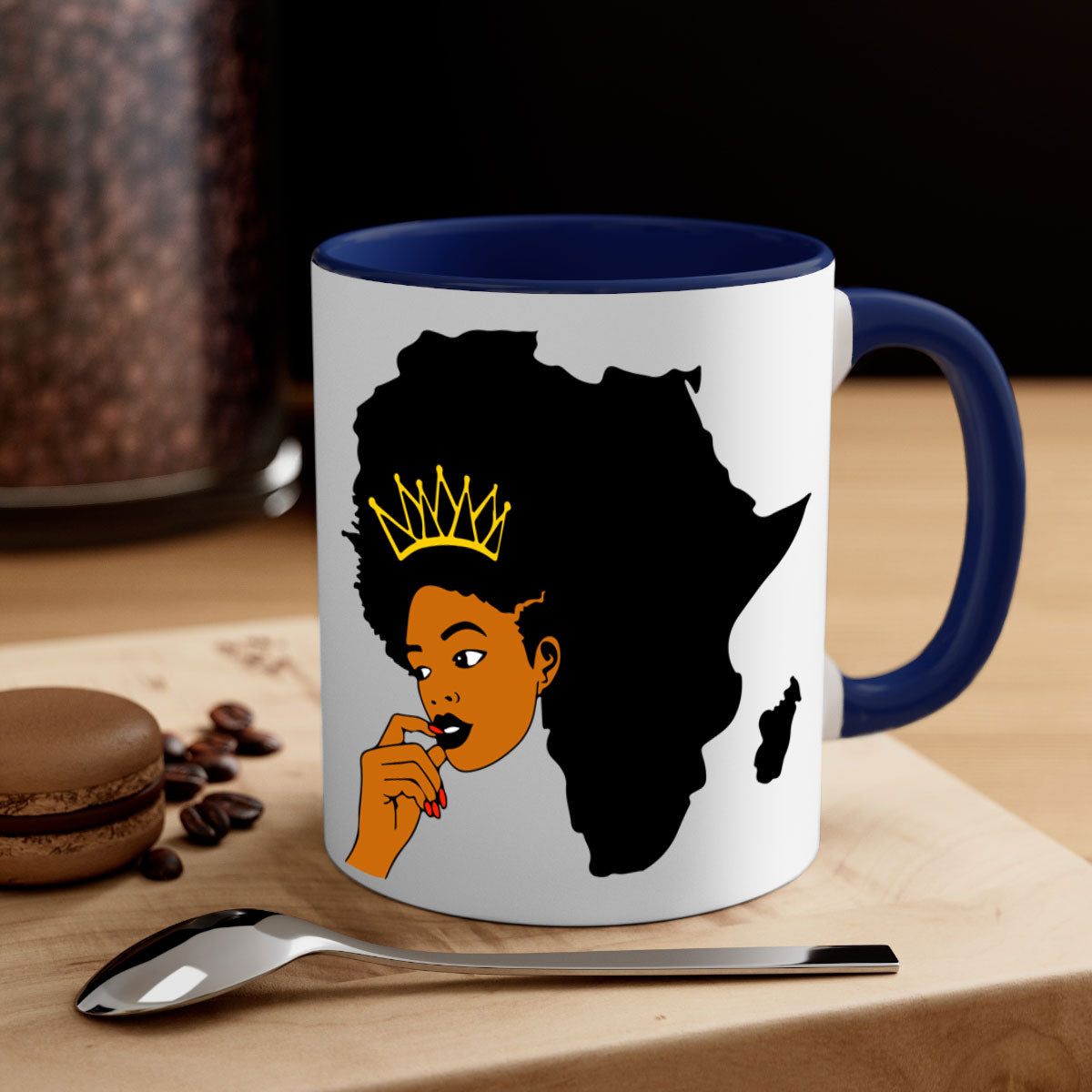 Black Women - Queen 24# Mug with colorful handle and interior, showcasing a glossy finish and elegant design.