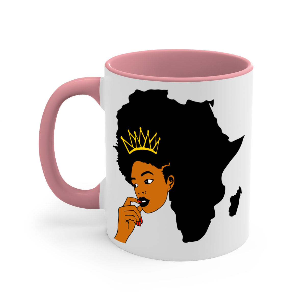 Black Women - Queen 24# Mug with colorful handle and interior, showcasing a glossy finish and elegant design.