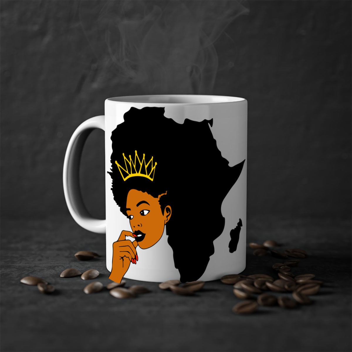 Black Women - Queen 24# Mug with colorful handle and interior, showcasing a glossy finish and elegant design.