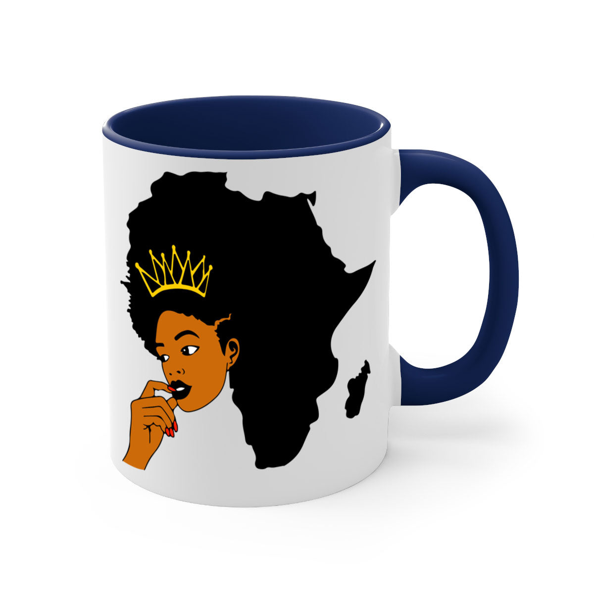 Black Women - Queen 24# Mug with colorful handle and interior, showcasing a glossy finish and elegant design.