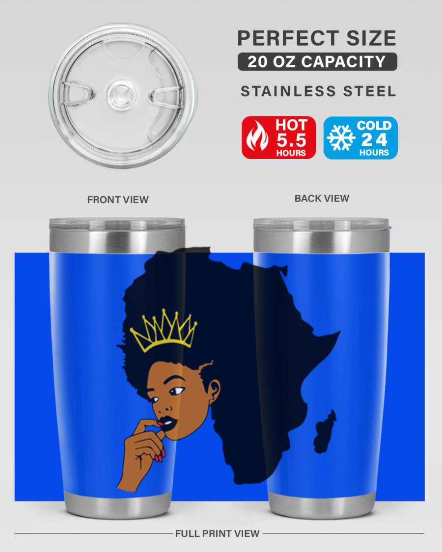 Black women - queen 24oz tumbler made of stainless steel with a stylish design, perfect for hot and cold beverages.