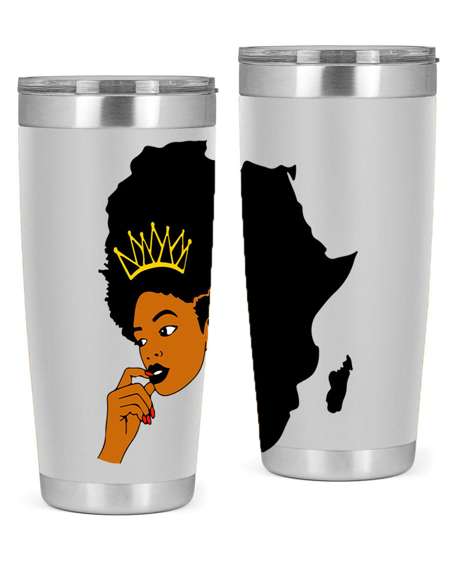 Black women - queen 24oz tumbler made of stainless steel with a stylish design, perfect for hot and cold beverages.