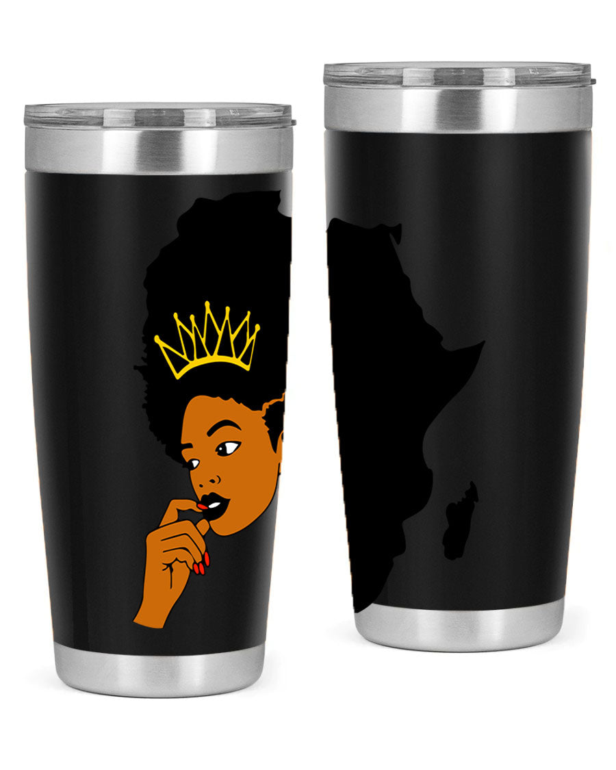 Black women - queen 24oz tumbler made of stainless steel with a stylish design, perfect for hot and cold beverages.