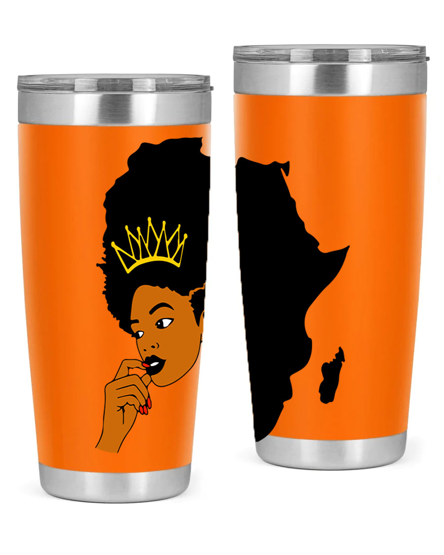 Black women - queen 24oz tumbler made of stainless steel with a stylish design, perfect for hot and cold beverages.