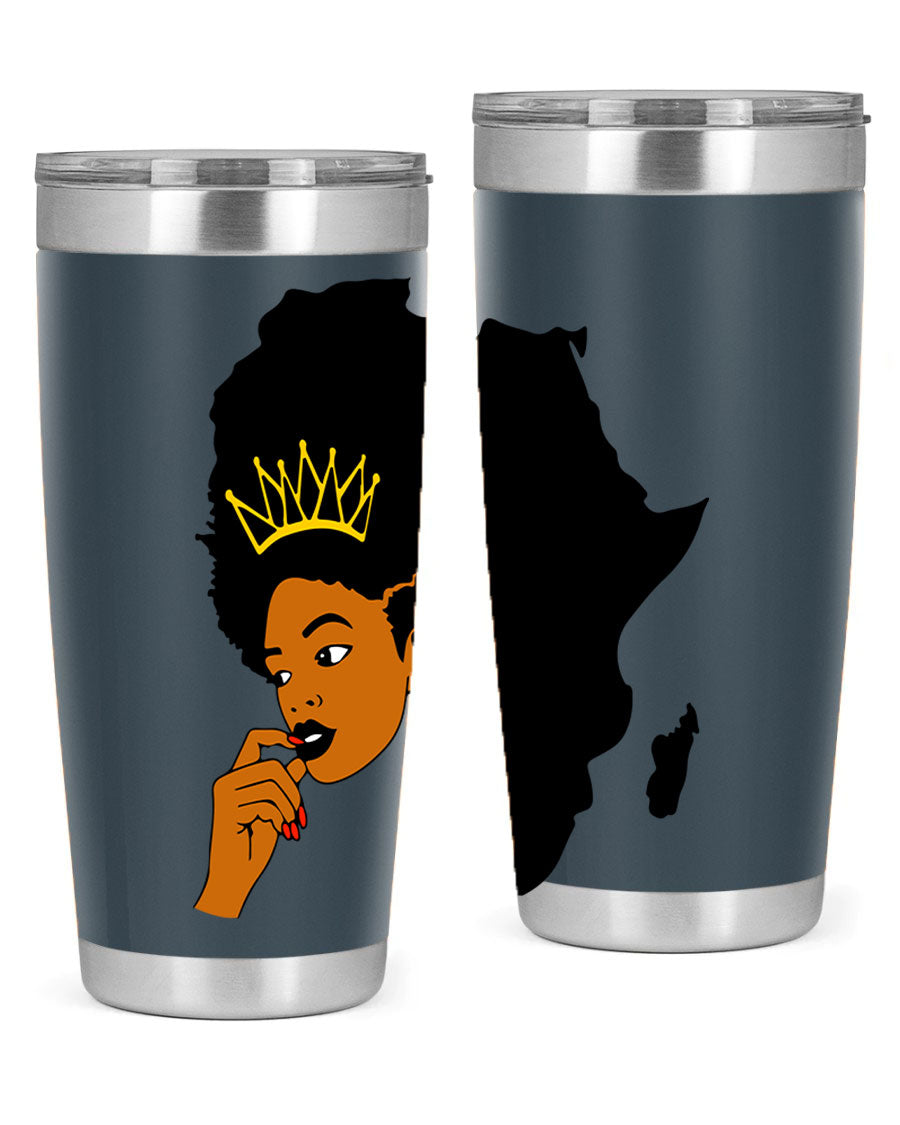 Black women - queen 24oz tumbler made of stainless steel with a stylish design, perfect for hot and cold beverages.