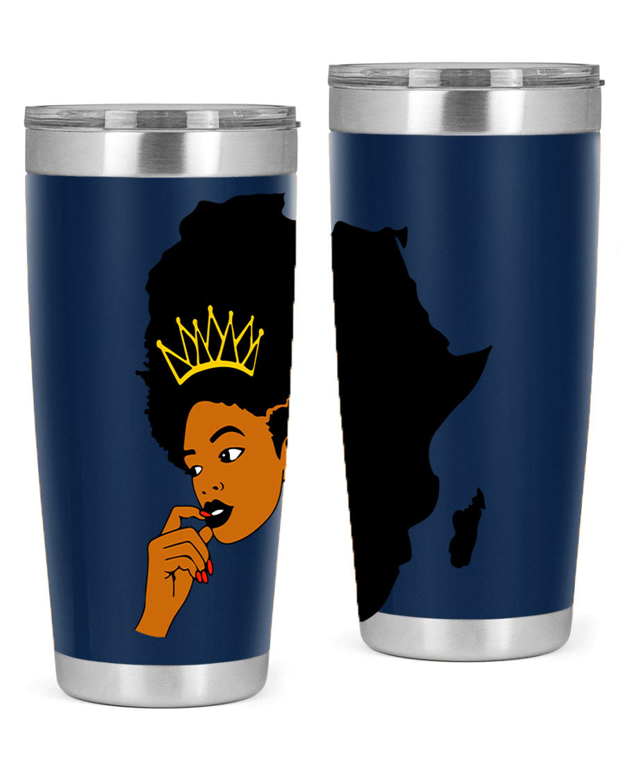 Black women - queen 24oz tumbler made of stainless steel with a stylish design, perfect for hot and cold beverages.