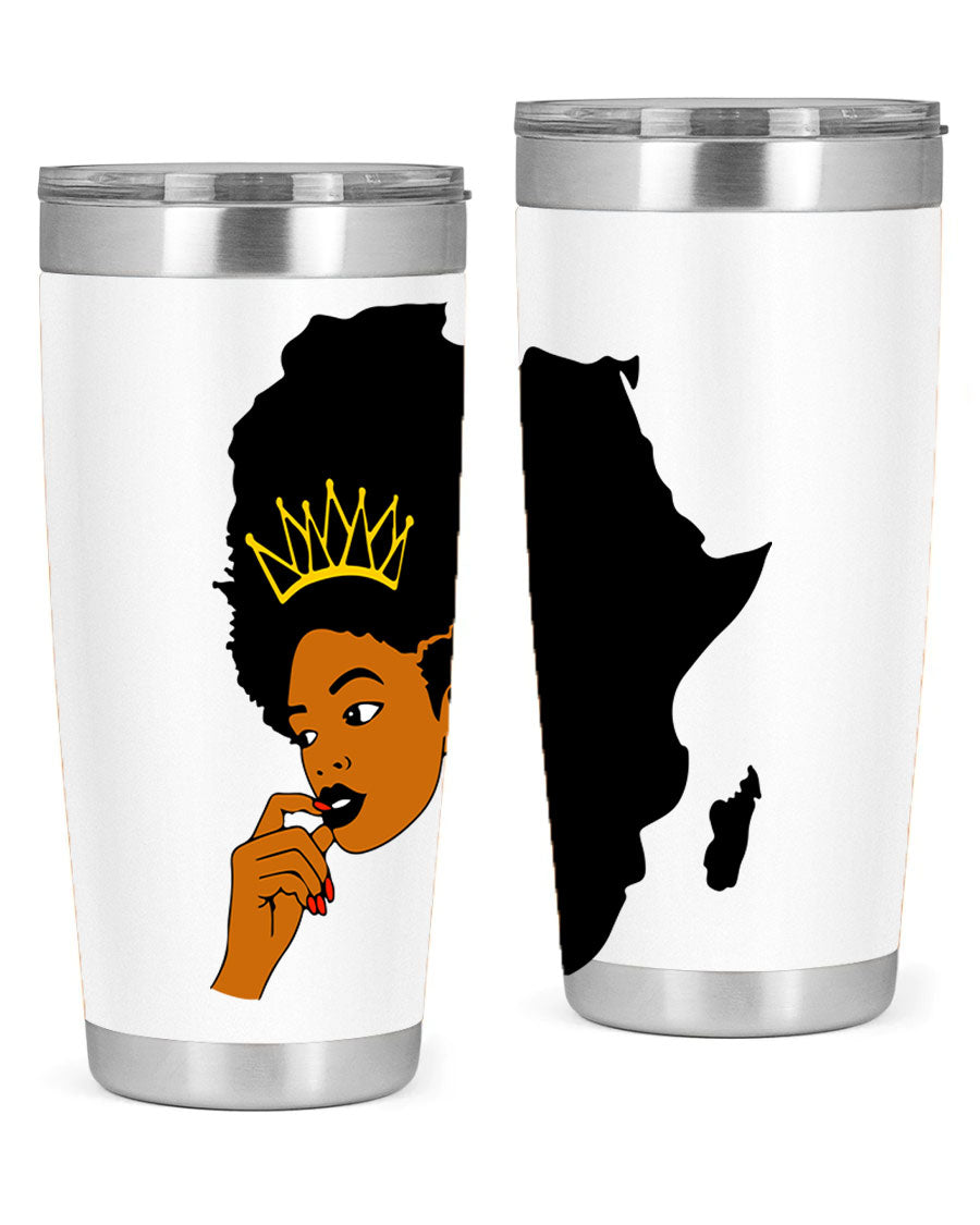 Black women - queen 24oz tumbler made of stainless steel with a stylish design, perfect for hot and cold beverages.