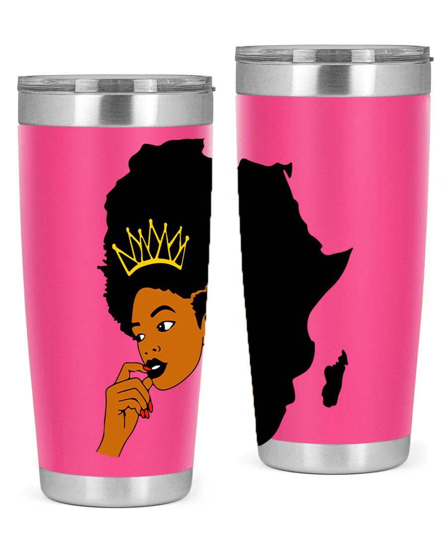 Black women - queen 24oz tumbler made of stainless steel with a stylish design, perfect for hot and cold beverages.